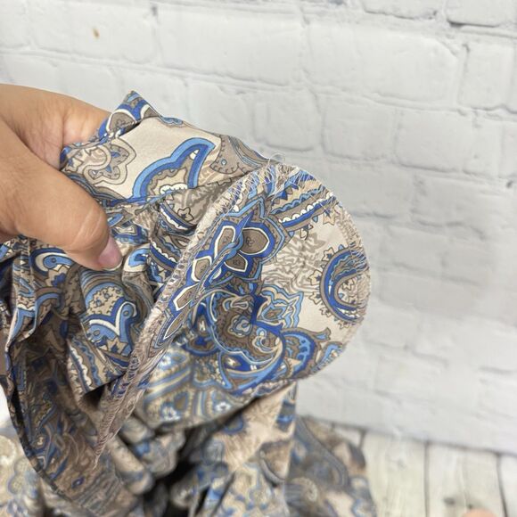 Vintage 80’s Blouse Women Size 16 Fair Isle Long Sleeve Tie Neck Retro Boho Top - Picture 9 of 12